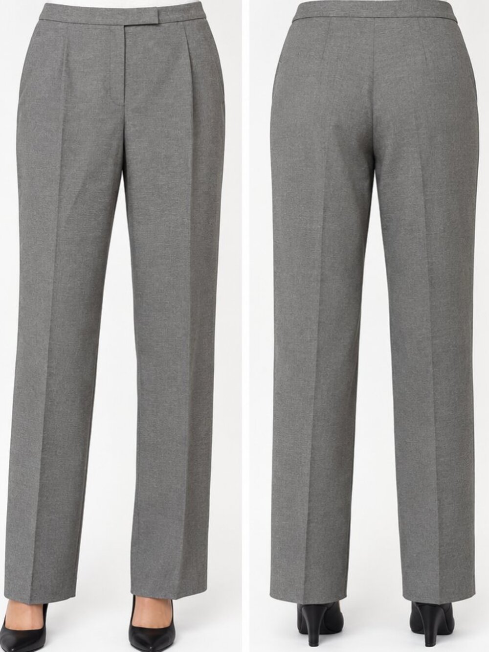 Kasper Women’s Fully-Lined Dress Pants - Gray Straight Leg Trousers - Size 14W